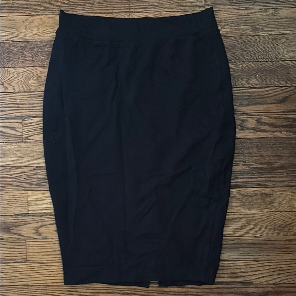 Veronica M Black knit Pencil Skirt Knee-Length with black slit XS